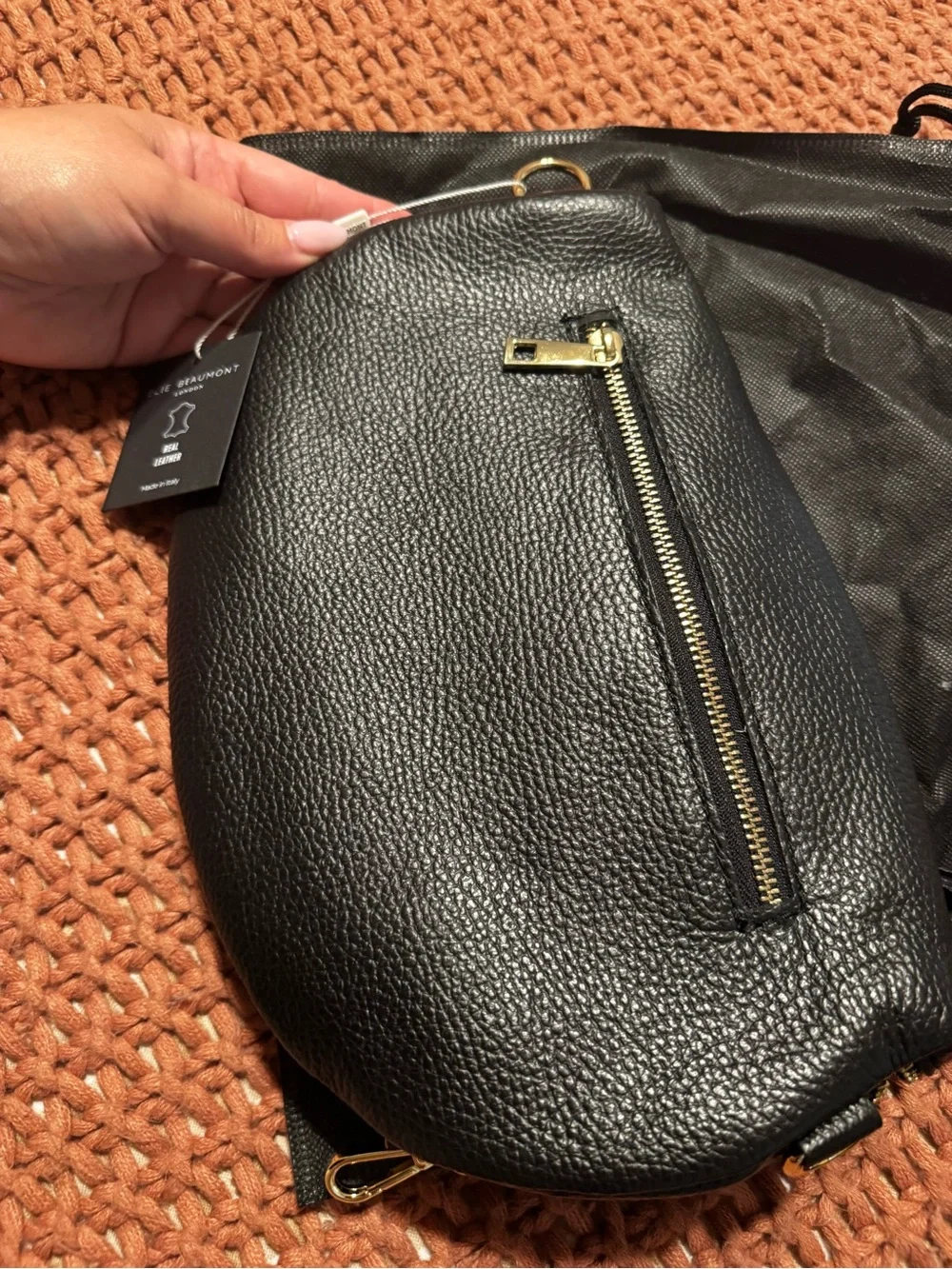 Elie Beaumont Black Leather Crossbody Pouch